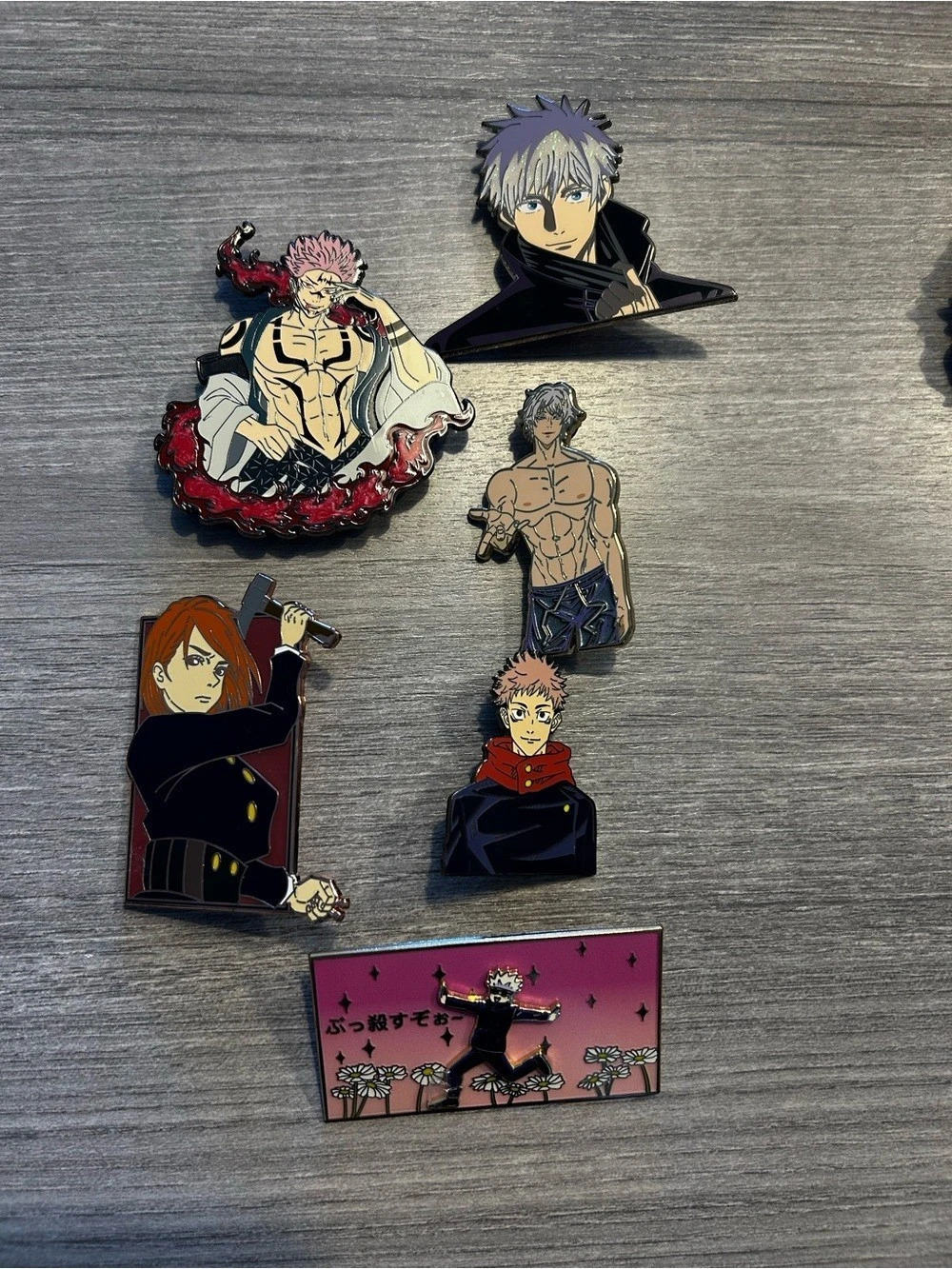 JJK Anime Character Enamel Pin Set Black & Red